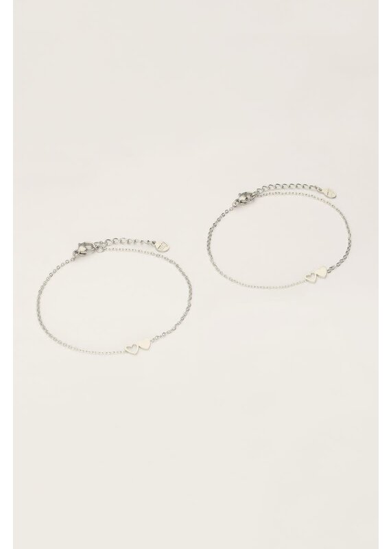 My Jewellery My Jewellery | Armbanden set twee hartjes - zilver