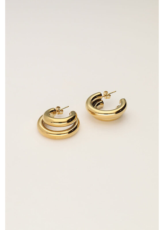 My Jewellery My Jewellery | Bold oorringen dubbele rij - goud