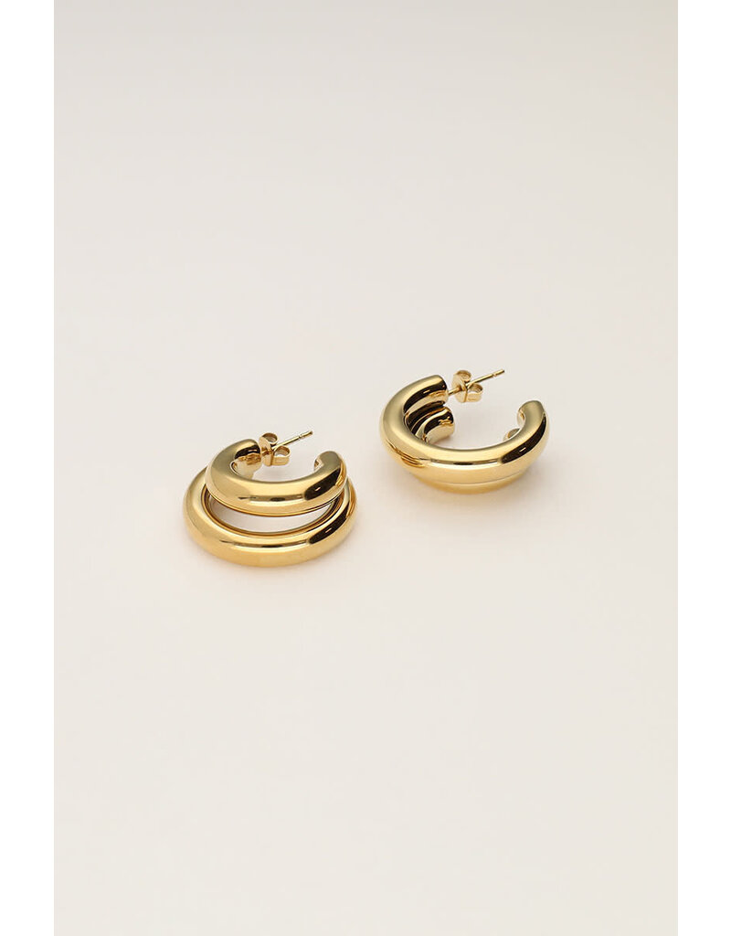 My Jewellery My Jewellery | Bold oorringen dubbele rij - goud