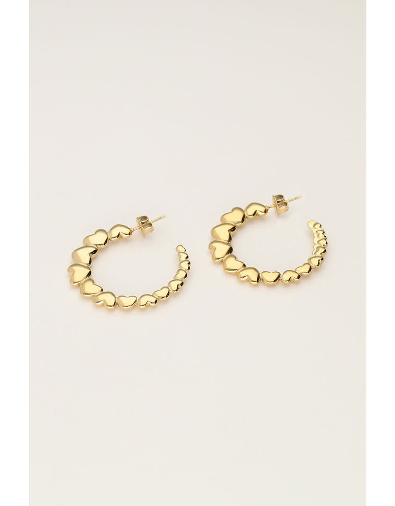 My Jewellery My Jewellery | Bold oorringen met platte hartjes - goud