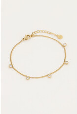 My Jewellery My Jewellery | Armbandje vijf strass steentjes - goud