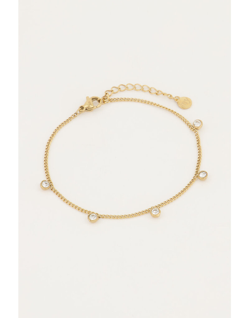 My Jewellery My Jewellery | Armbandje vijf strass steentjes - goud