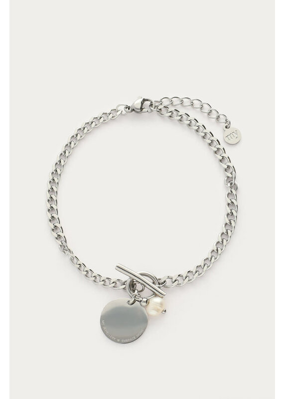 My Jewellery My Jewellery | Armband met munt & parel - zilver