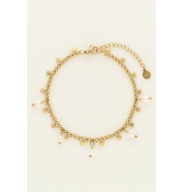 My Jewellery My Jewellery | Armband met kleine munten en zoetwaterparels - goud