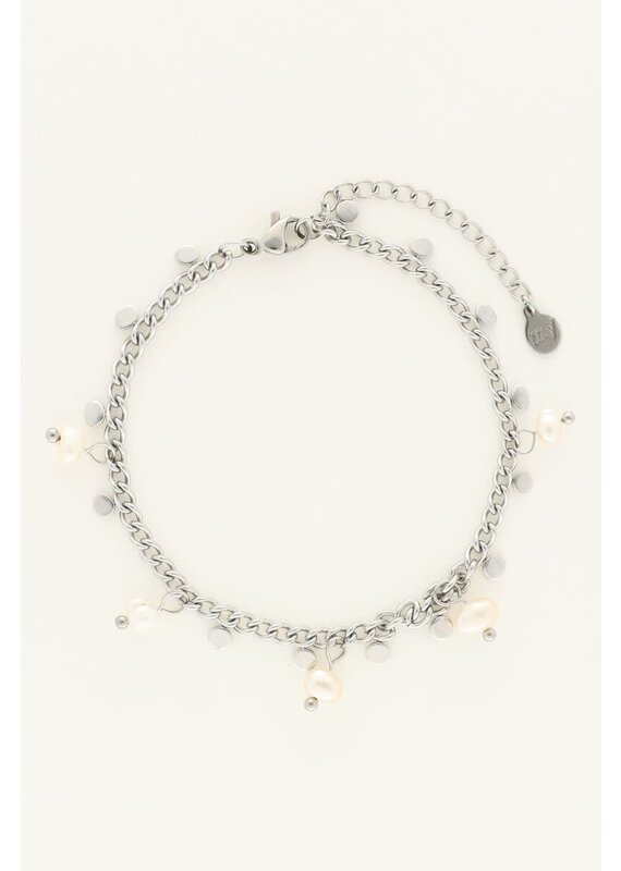 My Jewellery My Jewellery | Armband met kleine munten en zoetwaterparels - zilver