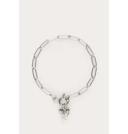 My Jewellery My Jewellery | Armband met groot hart en parels - zilver