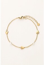 My Jewellery My Jewellery | Armband met hartjes en parels - goud