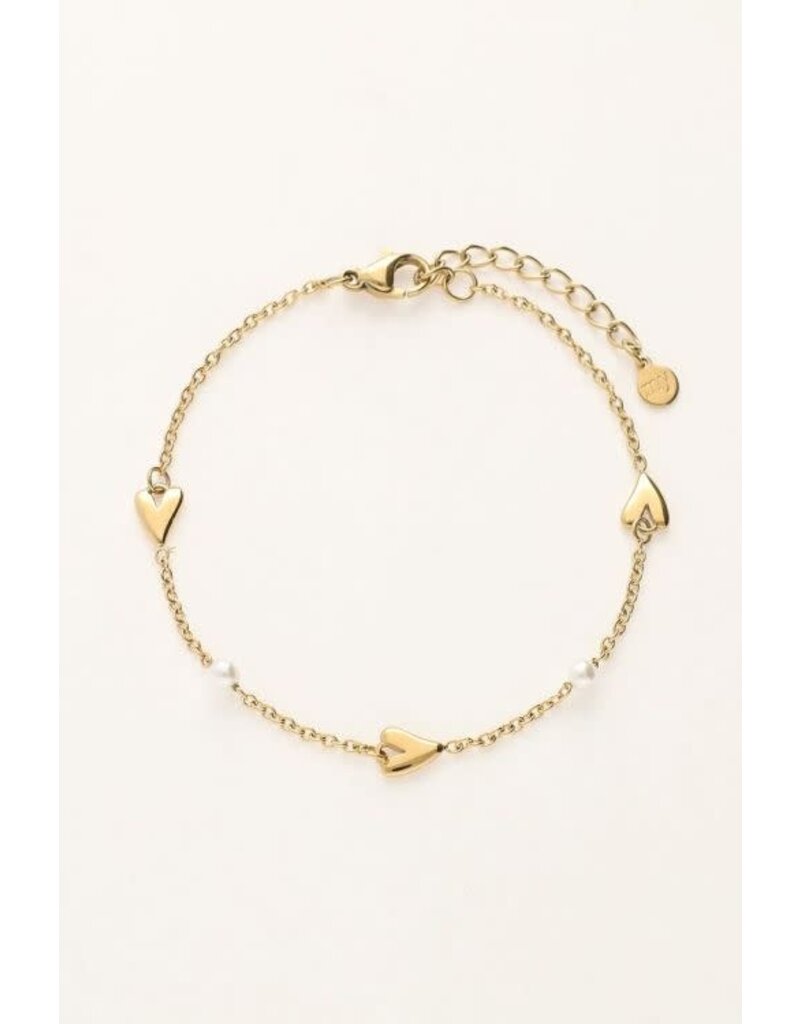 My Jewellery My Jewellery | Armband met hartjes en parels - goud