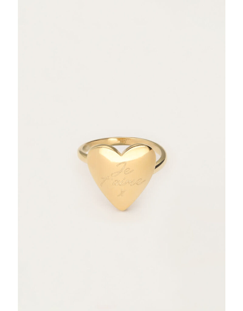 My Jewellery My Jewellery | Love statement ring met hartje Je t’aime - goud