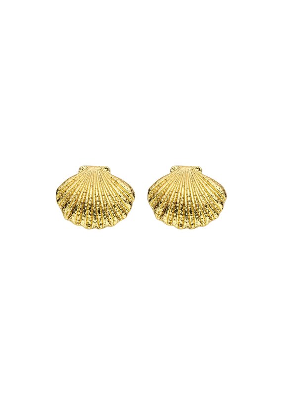 Biba Grote schelp oorbellen - goud