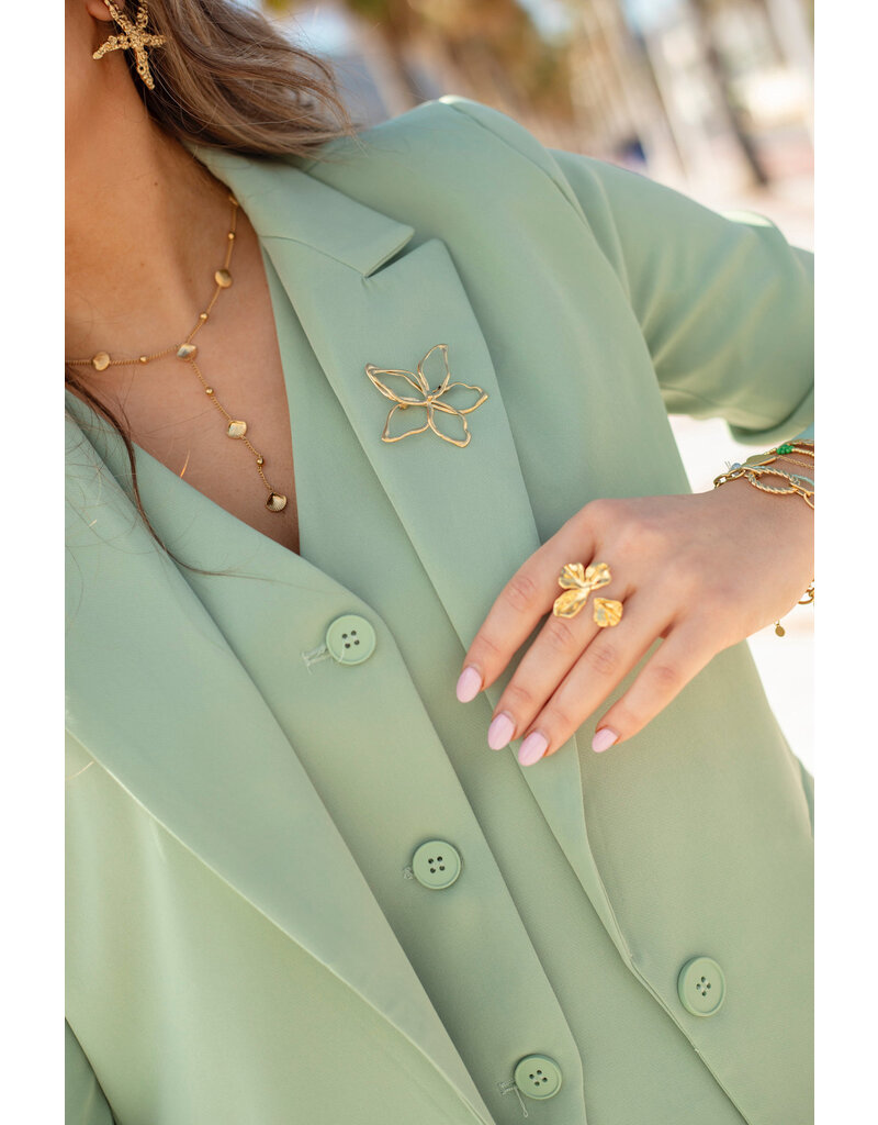 21Jewelz Open bloem broche - goud