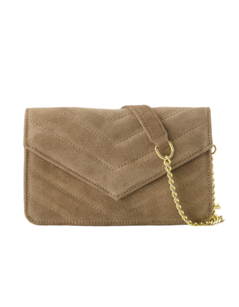21Jewelz Tasje met gestikt patroon - suede taupe