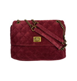 21Jewelz Middelgrote suede tas met draaisluiting - burgundy