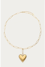 My Jewellery My Jewellery - Grove schakelketting met hartje en imitatieparels - goud