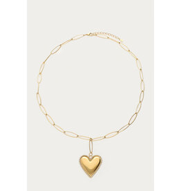 My Jewellery My Jewellery - Grove schakelketting met hartje en imitatieparels - goud