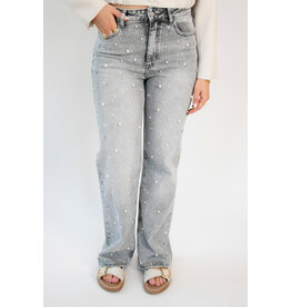 21Jewelz Jeans met parels en steentjes - grijs