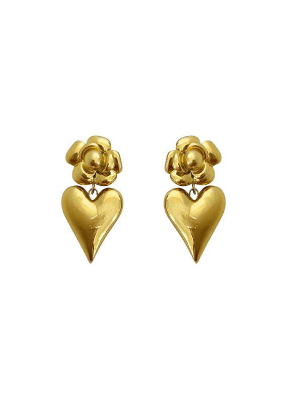 21Jewelz Oorbellen met bloem en hartje - goud