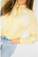 21Jewelz Gestreepte blouse met geborduurde bloemen - geel