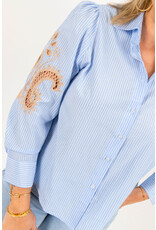 21Jewelz Gestreepte blouse met borduursel - blauw