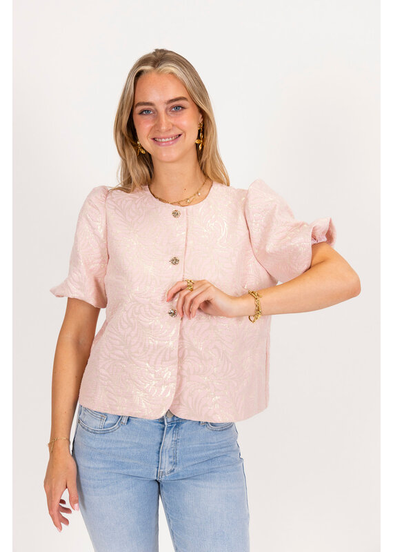 21Jewelz Pofmouw top met structuur - roze