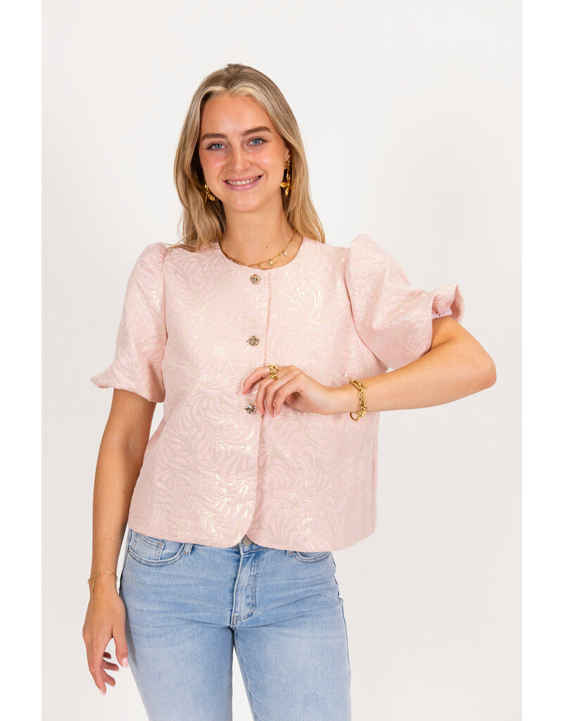 21Jewelz Pofmouw top met structuur - roze