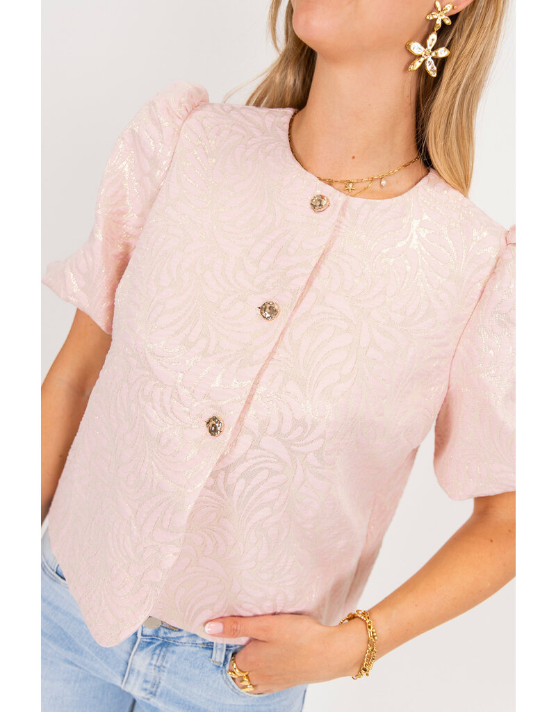21Jewelz Pofmouw top met structuur - roze