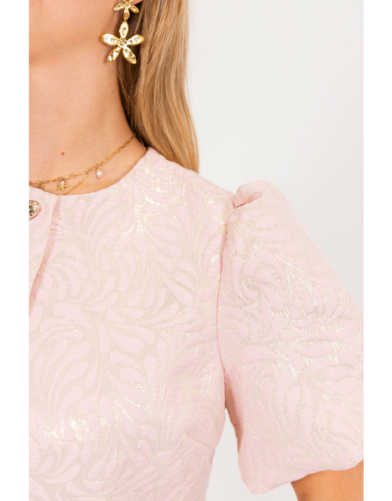 21Jewelz Pofmouw top met structuur - roze