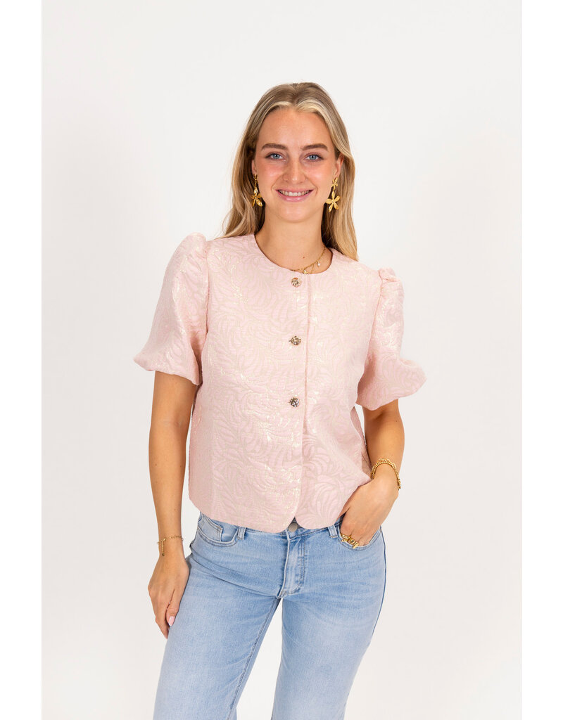 21Jewelz Pofmouw top met structuur - roze