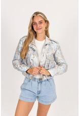 21Jewelz Jacquard bomber jack met bloemen- blauw