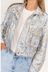 21Jewelz Jacquard bomber jack met bloemen- blauw