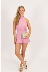 21Jewelz Halter playsuit met open rug - roze