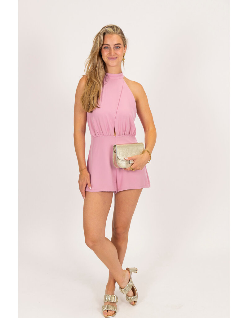 21Jewelz Halter playsuit met open rug - roze