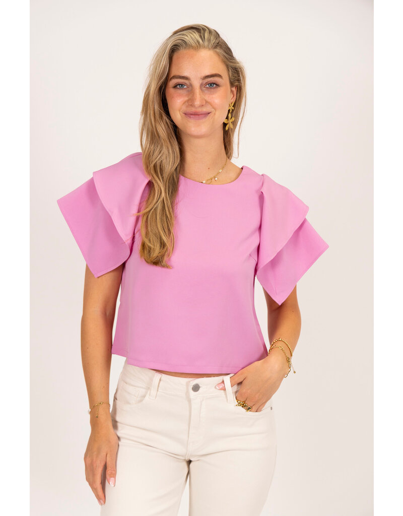 21Jewelz Top met open rug & strikje - roze