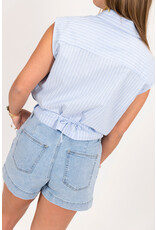 21Jewelz Gestreepte cropped blouse - blauw