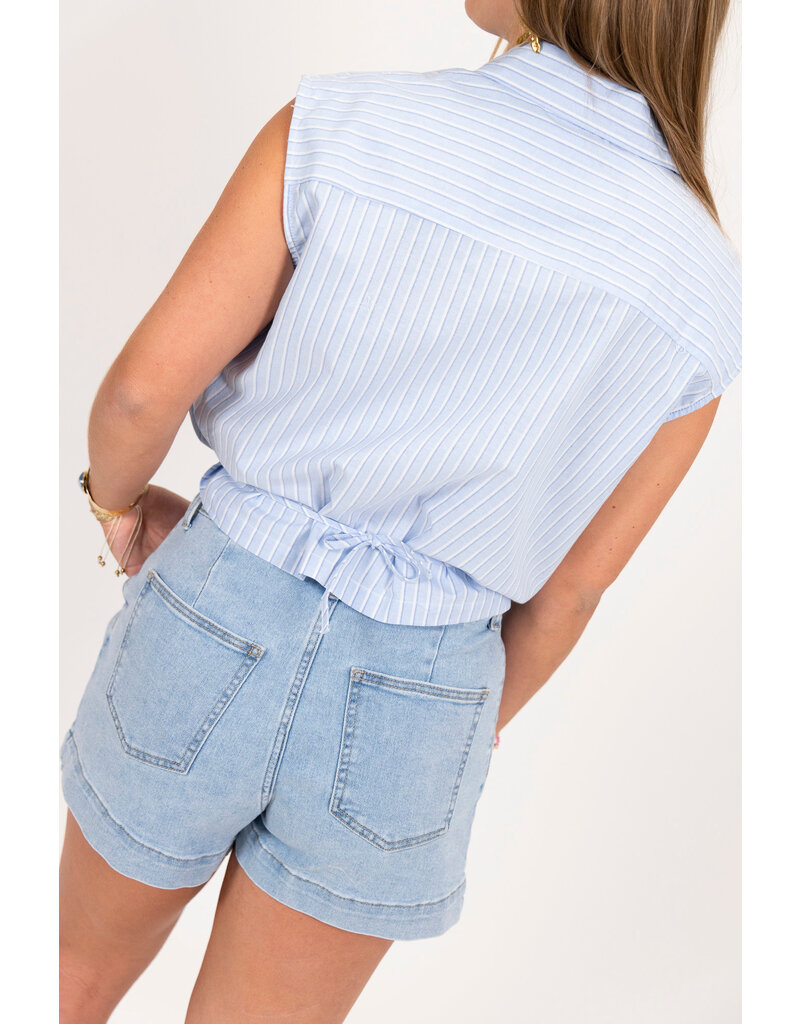 21Jewelz Gestreepte cropped blouse - blauw
