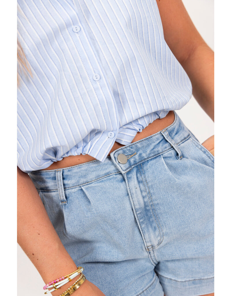 21Jewelz Gestreepte cropped blouse - blauw