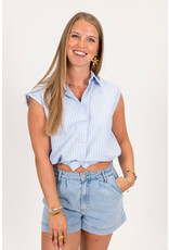 21Jewelz Gestreepte cropped blouse - blauw