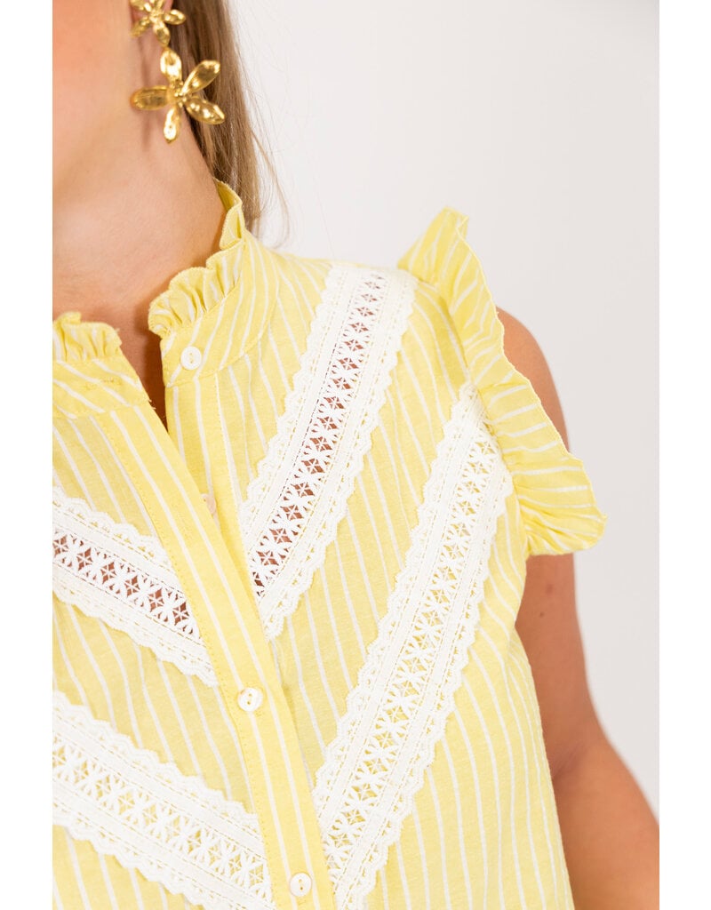 21Jewelz Gestreepte blouse met kant - geel