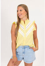 21Jewelz Gestreepte blouse met kant - geel