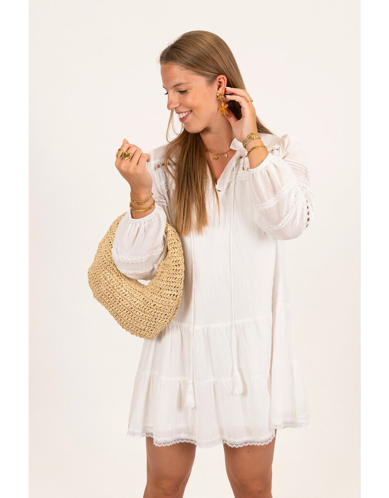 21Jewelz Jurkje met ruffles en open details - wit