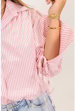 21Jewelz Gestreepte blouse met strikje - roze