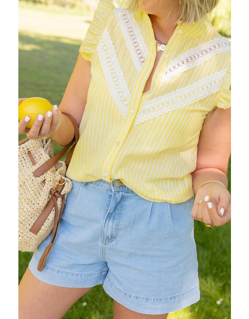 21Jewelz Gestreepte blouse met kant - geel