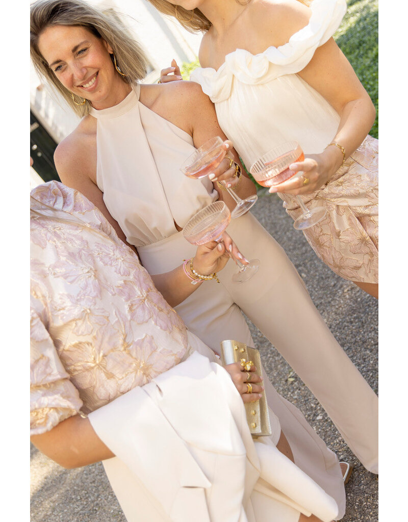 21Jewelz Halter jumpsuit met open rug - beige