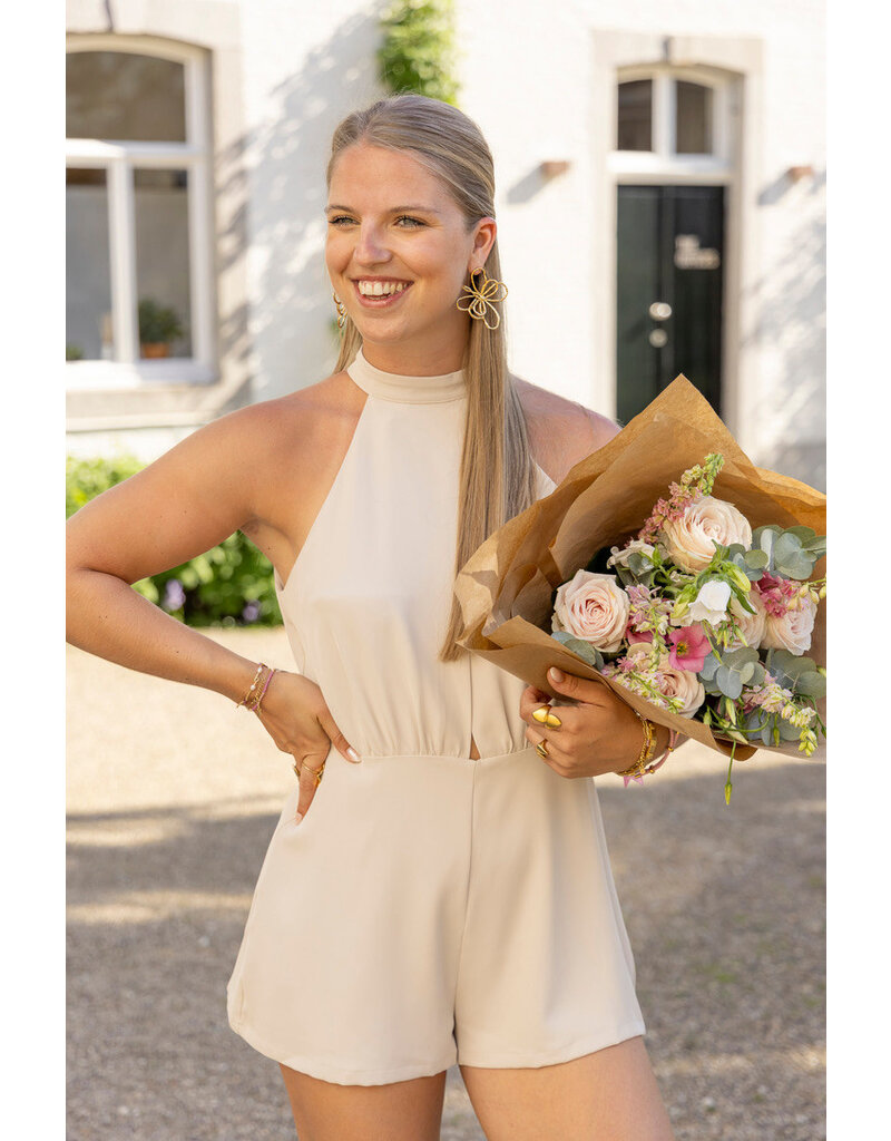 21Jewelz Halter playsuit met open rug - ecru