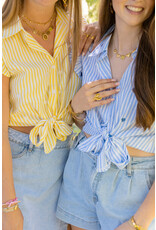 21Jewelz Gestreepte mouwloze top met hartjes - blauw
