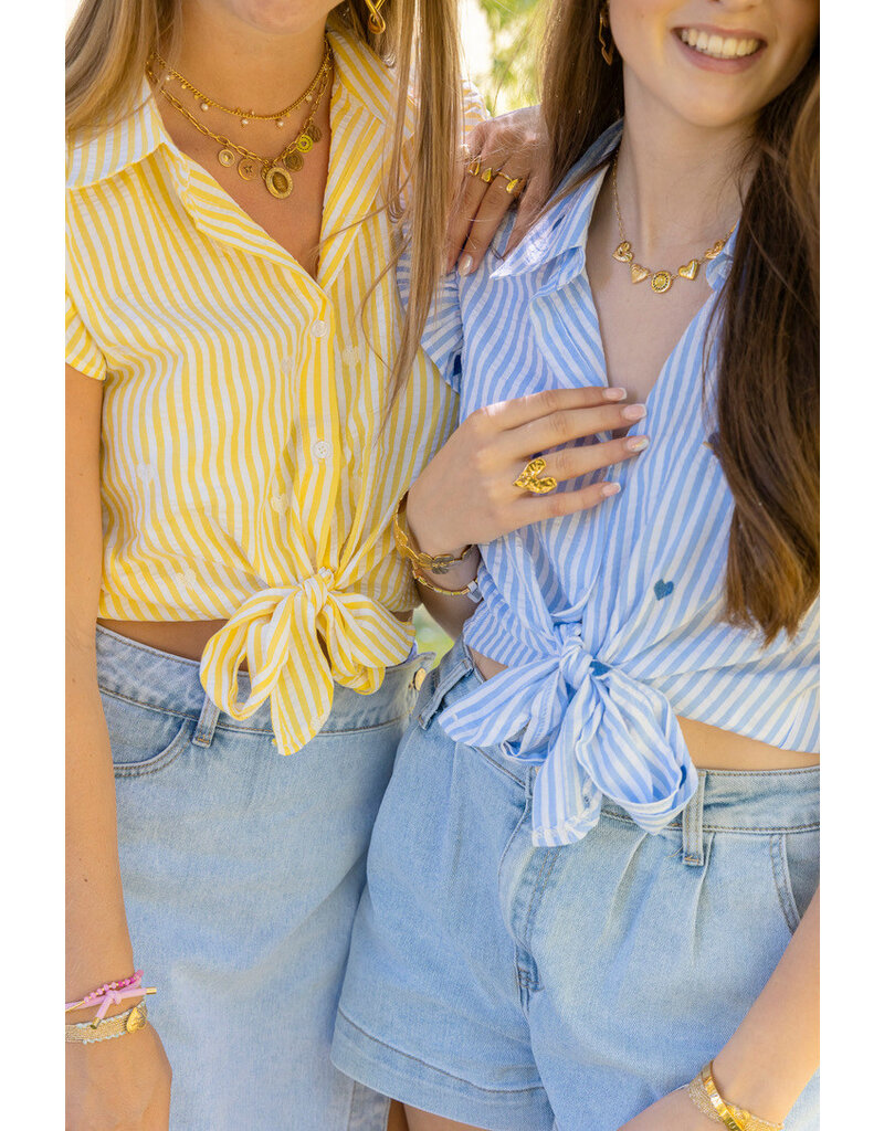21Jewelz Gestreepte mouwloze top met hartjes - blauw