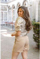 21Jewelz Pofmouwen top met gouden jacquard print
