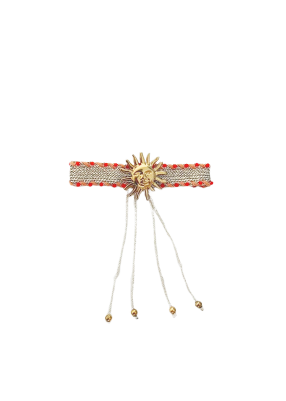 21Jewelz Touw armbandje met zon - oranje / goud