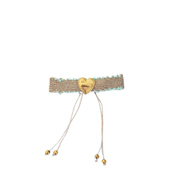 21Jewelz Touw armbandje met hartje - blauw / goud