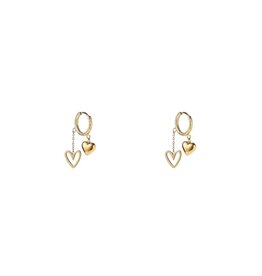 Go Dutch Label D&E - Double heart hoop - goud